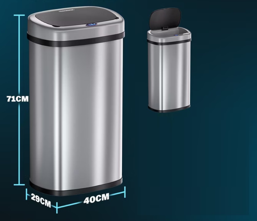 Vuilnisbak\u0020opent\u0020automatisch\u0020met\u0020Sensor\u0020Zilver\u002058L