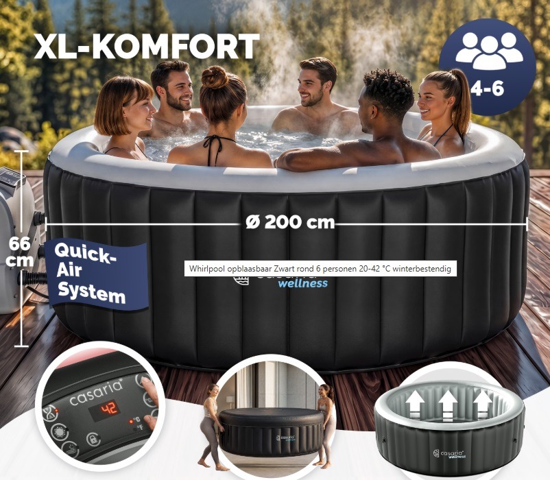 Whirlpool\u0020opblaasbaar\u0020Zwart\u0020rond\u00206\u0020personen\u002020\u002D42\u0020\u00B0C\u0020winterbestendig