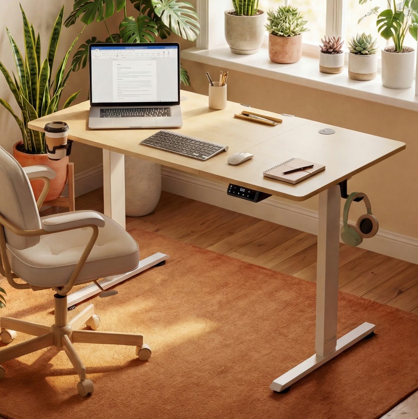 Zit\u0020sta\u0020bureau\u0020Beige\u0020120x60x72\u002D117cm