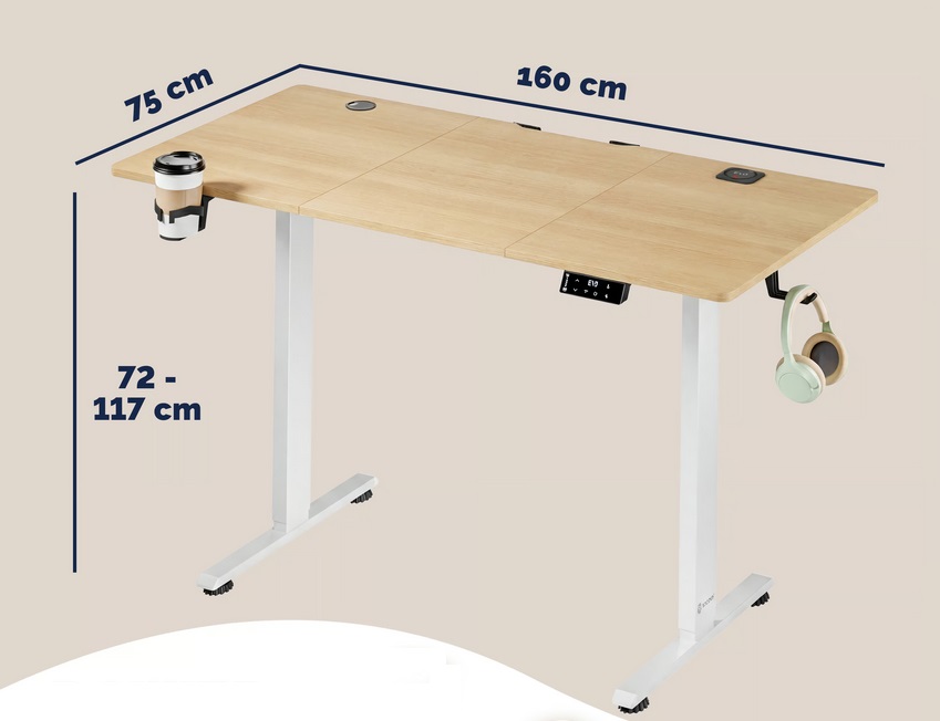 Zit\u0020sta\u0020bureau\u0020Beige\u0020160x75x72\u002D117cm