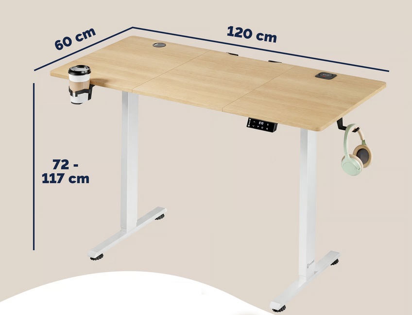 Zit\u0020sta\u0020bureau\u0020Beige\u0020120x60x72\u002D117cm