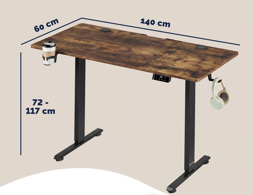 Zit\u0020sta\u0020bureau\u0020Bruin\u0020140x60x72\u002D117cm