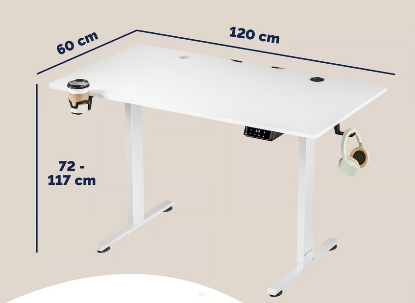 Zit\u0020sta\u0020bureau\u0020Wit\u0020120x60x72\u002D117cm