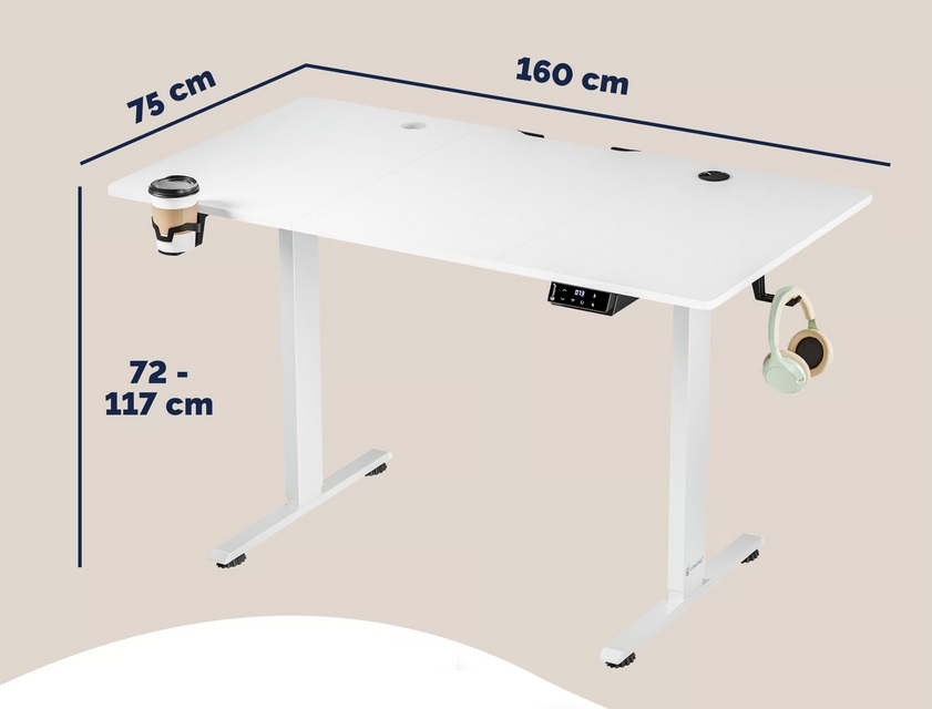 Zit\u0020sta\u0020bureau\u0020Wit\u0020160x75x72\u002D117cm