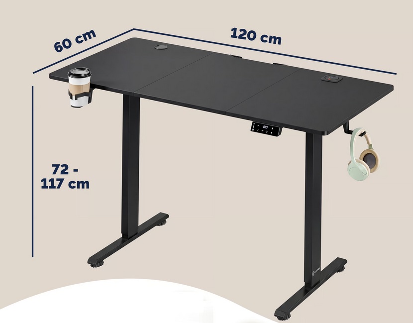 Zit\u0020sta\u0020bureau\u0020Zwart\u0020120x60x72\u002D117cm