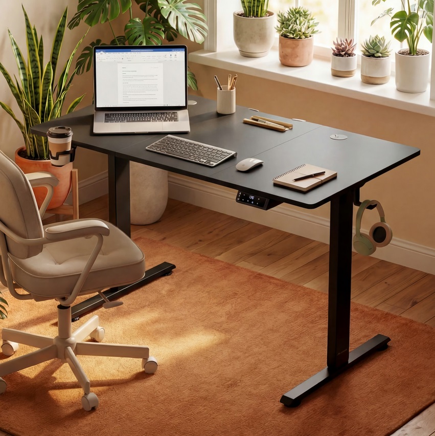 Zit\u0020sta\u0020bureau\u0020Zwart\u0020120x60x72\u002D117cm